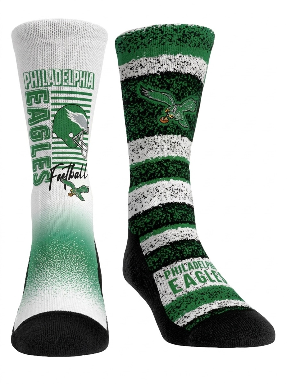 Rock Em Socks Philadelphia Eagles Retro Crew Socks 2-Pair Bundle